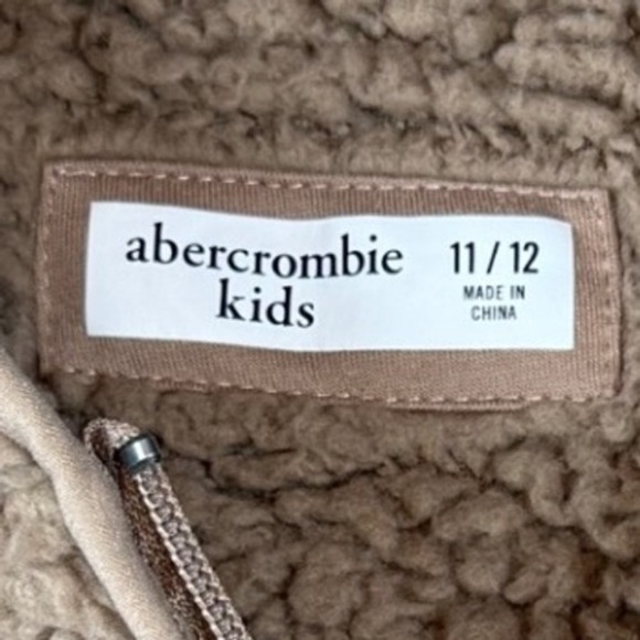 ABERCROMBIE & FITCH Kids Teddy Bear Fleece, 1/2 Zip Hooded Jacket, Size 11-12 - Picture 6 of 9
